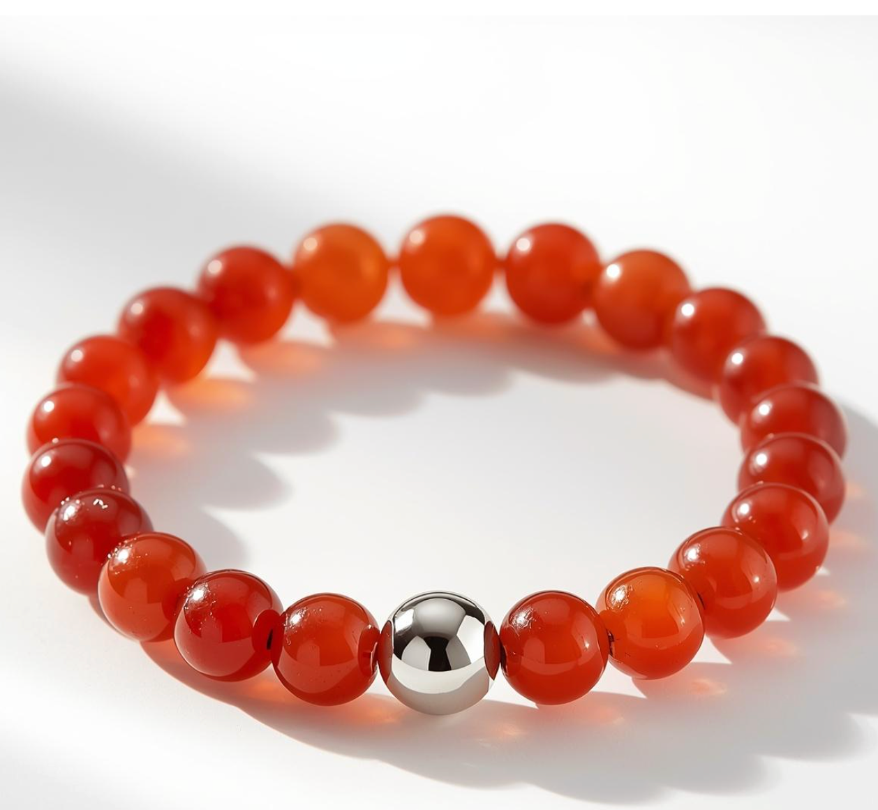 Natural 6MM Carnelian with Sliver