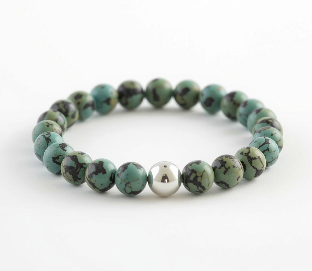 Natural 6MM African Turquoise with Silver