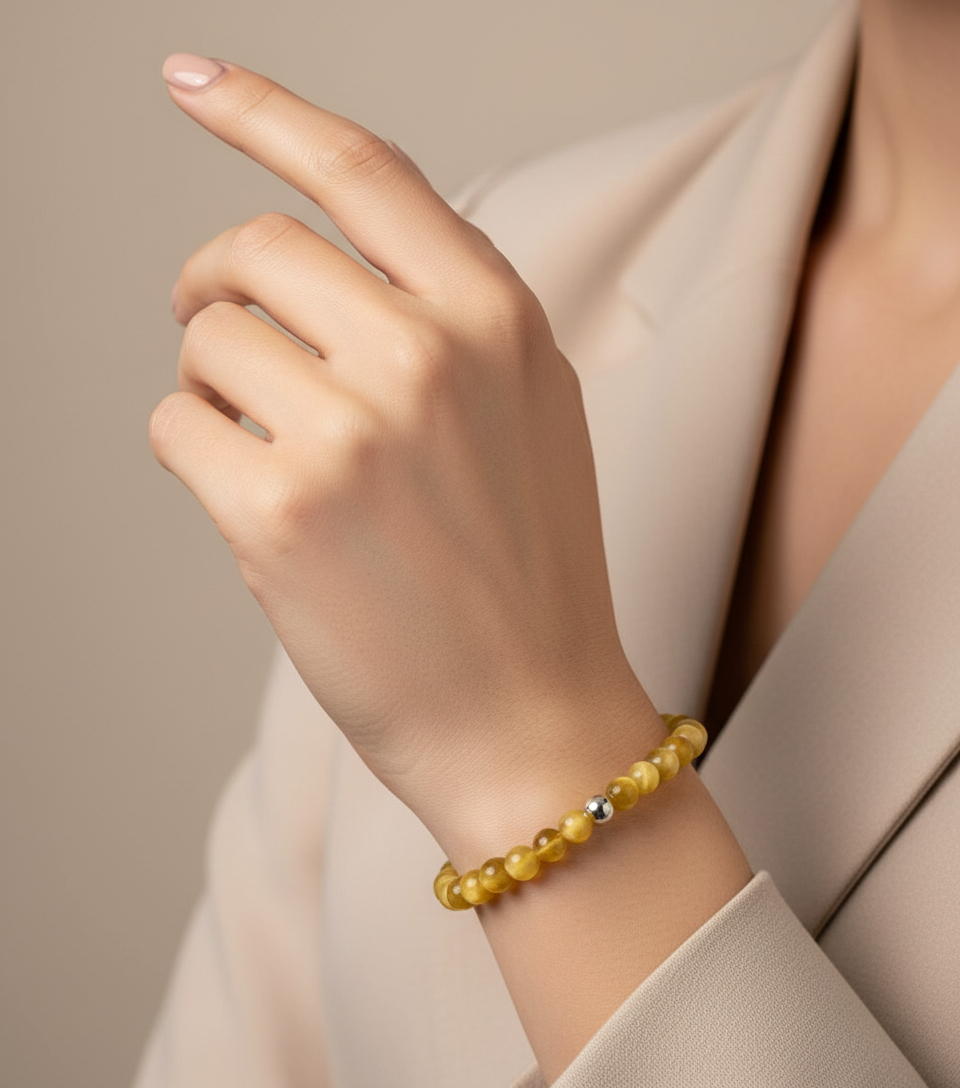 Natural 6MM Gold Tiger Eye with Silver