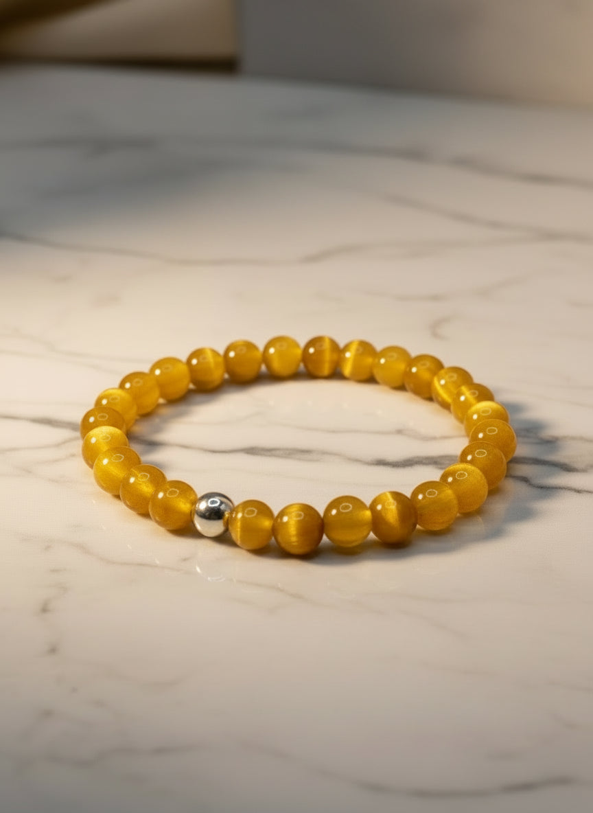 Natural 6MM Gold Tiger Eye with Silver