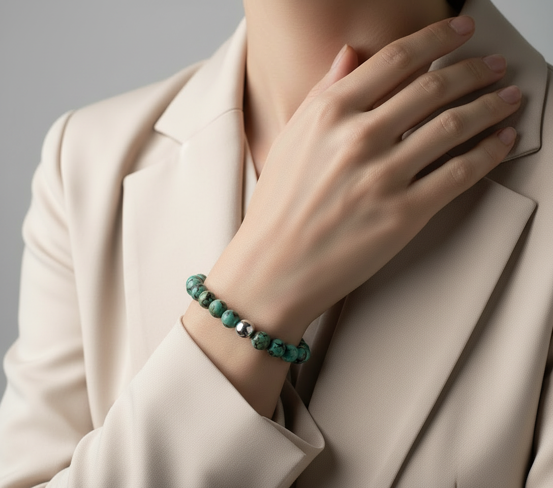 Natural 6MM African Turquoise with Silver